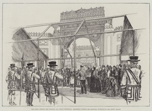 The Queen Opening the Colonial and Indian Exhibition, Procession Passing the Principal Entrance to the Indian Palace